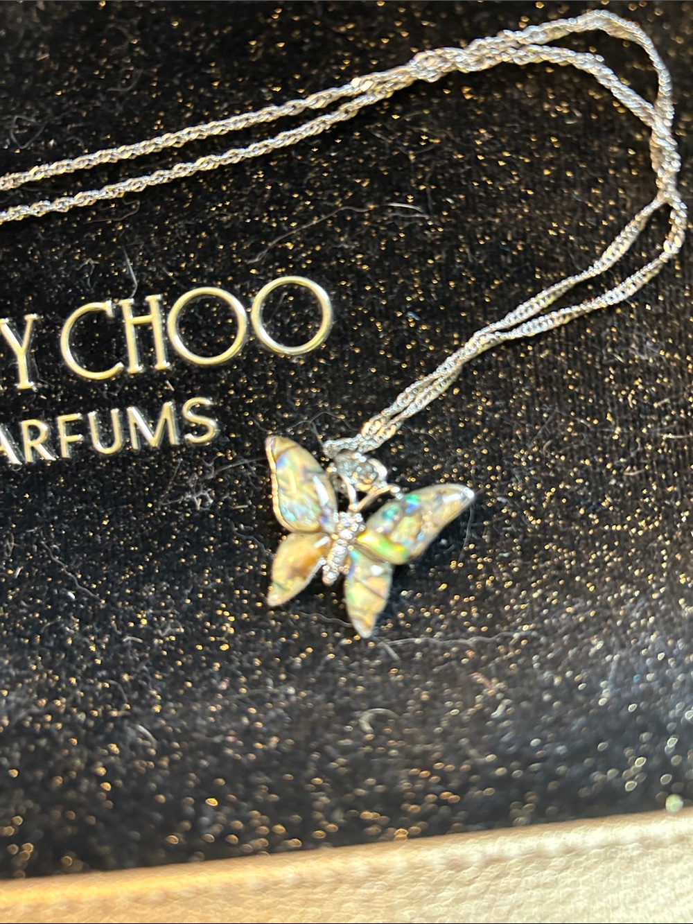 Vintage Abalone Butterfly Necklace